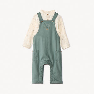 Ensemble long salopette + chemise imprimée pour bébé garçon 