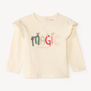 Babyshirt met lange mouwen en ruches op de schouders 