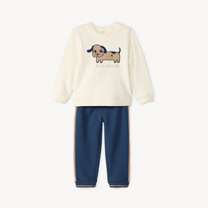 Ensemble jogging molleton motif chien pour bébé garçon 