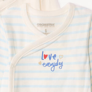 Set van 7 bodies met lange mouwen en fantasieprint voor babymeisje met verschillende sluitingen afhankelijk van de leeftijd 