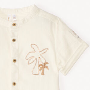 Korte mouwen shirt met palmboom borduursel voor jongen baby 