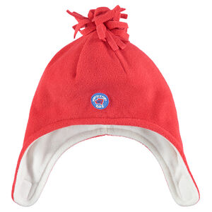 Peruaanse muts van fleece met pompon en badge 