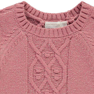 Pull uni en tricot torsadé scintillant pour fille 