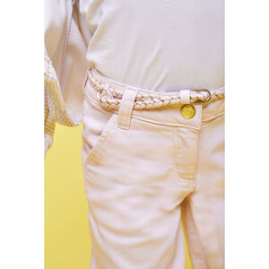 Wijde broek van denim met gevlochten riem voor meisjes 