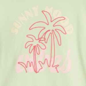 Sweat en molleton manches bouffantes Palmier fille 