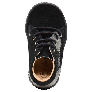 Bottillons en cuir à lacets avec empiècements argentés 