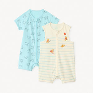 Set van 2 zip rompers van Winnie de Poeh Disney voor babyjongen 