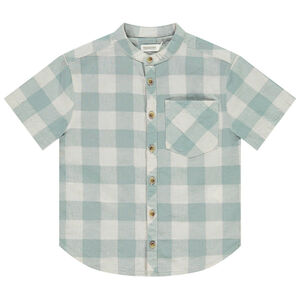 Korte mouwen geruite mao kraag overhemd voor jongen 