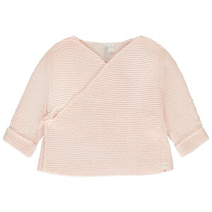 Gilet effet cache-cœur uni en tricot pour bébé fille   