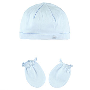 Ensemble bonnet et moufles en coton 