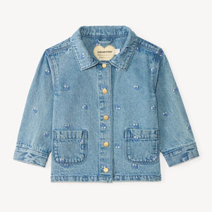 Denim jasje met lange mouwen en bloemenborduring voor babymeisjes 