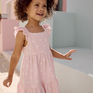 Jurk met korte mouwen bedrukt in cloqué mesh voor baby meisjes 