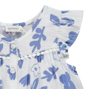 Blouse geprint met bloemen gevlochten met pompons voor meisjes 