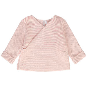 Gilet en tricot point mousse effet cache-coeur pour bébé fille 