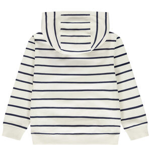 Sweatshirt met kap in fantasie marinière van fleece voor jongen 