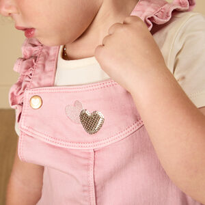 Overgooier jurk in denim met ruche, borduursels en pailletten voor meisjes 