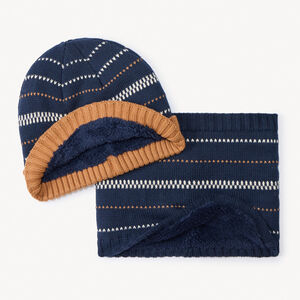 Muts en snood in jacquard gebreid voor jongens 