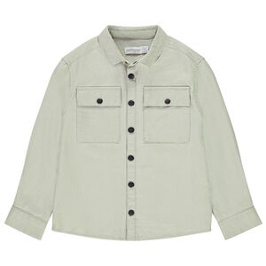Chemise manches longues unie en toile avec poches pour garçon  