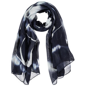 Sjaal met tie-dye effect en haaienprint 