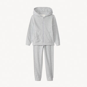Sportset in effen fleece voor jongens lichtgrijs gemêleerd 