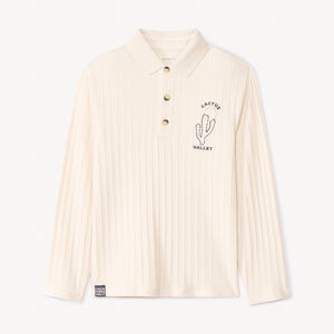 Polo manches longues avec cactus brodé pour garçon 