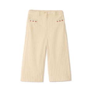 Katoenen ribfluwelpantalon voor meisjes met fruitmotief 