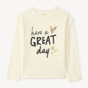T-shirt met lange mouwen voor meisjes met print, boodschap en hartjes 