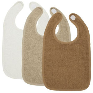 Bavoir éponge velcro - Offwhite/Sand/Toffee - 3 pcs 
