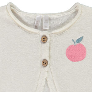 Vest in gebreid met appelborduursel voor meisjesbaby 