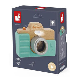 Houten speelgoed fototoestel met geluid en flitser 