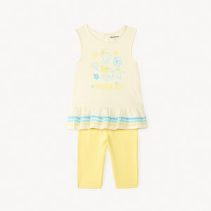Twee-delig setje t-shirt + korte legging met schelpenprint voor babymeisjes 