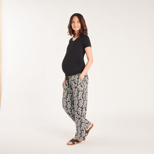 Pantalon large et fluide avec bandeau haut imprimé fantaisie pour femme enceinte 