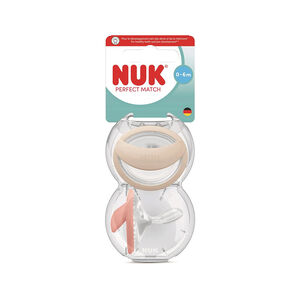 SUCETTE SILICONE LOT DE 2 PERFECT MATCH 0-6M BEIGE/ROUGE 