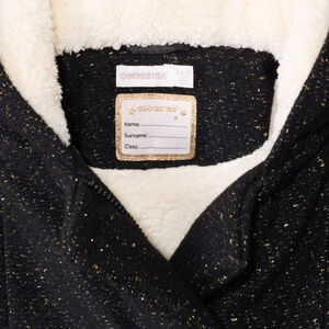 Jas van loden met zwarte lurex en sherpavoering voor meisjes 