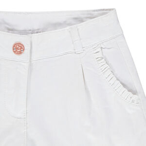 Short en satin de coton uni à poches volantées 