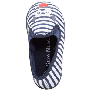 Pantoffels met strepen en elastieken en een gedrukt personage 