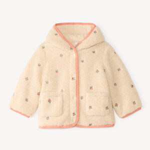 Sherpa jas voor meisjes met fruitborduursels 