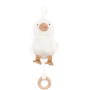 Muzikale knuffel gebreid bamboe - Eend - Warm white 