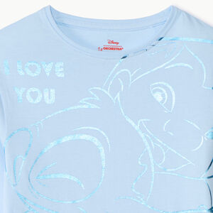 T-shirt met lange mouwen, lichtblauw, met grote Lilo & Stitch Disney folieprint voor meisjes 
