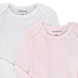 Set van 5 effen rompers met lange mouwen voor babymeisjes 
