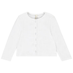 Gilet en maille côtelé avec fleurs brodées pour bébé fille  