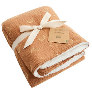 Couverture double face 100 x 100 cm Douce Hirondelle camel 