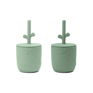 Lot de 2 gobelets avec paille Peekaboo - Wally vert 