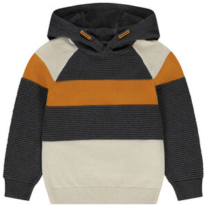 Trui met kap in fantasie met colour block effect voor jongen 