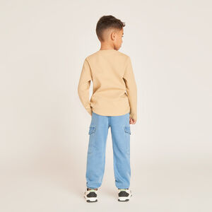 T-shirt met lange mouwen en een tunisianekraag voor jongens 