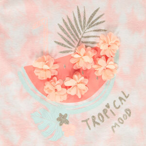 Meerkleurig tie-dye mouwloos top met 3D bloemen meisjes 