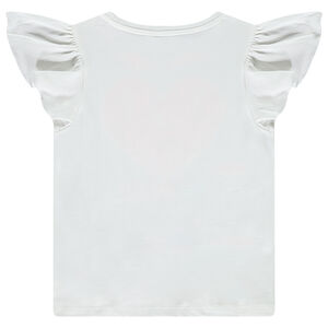 T-shirt manches courtes volantées à broderie fille 