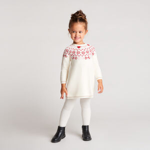 Knit jacquard lange mouwen meisjes jurk 