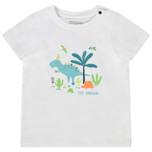 T-shirt met korte mouwen, dinosaurusprint en reliëfdetails voor babyjongen 