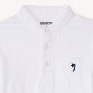 Polo manches courtes col mao broderie palmier pour garçon 